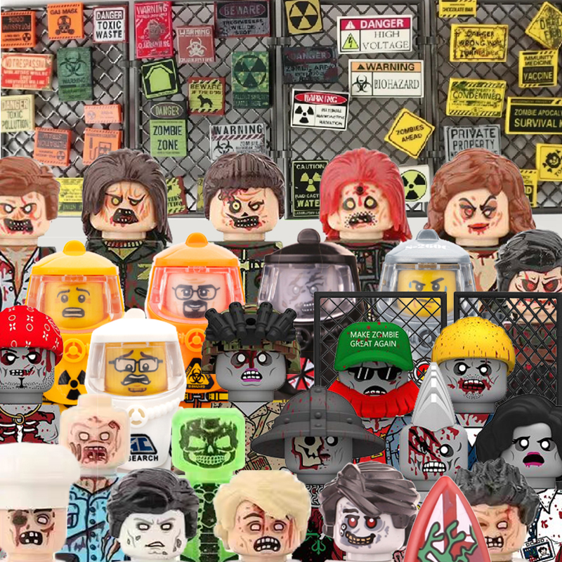 Lego Minifigure Holder - MOC City Zombies Figures Building Blocks